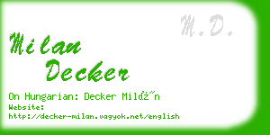 milan decker business card